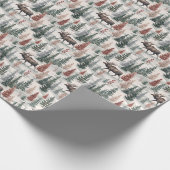 Winter Moose Forest Watercolor Wrapping Paper Cadeaupapier (Hoek)