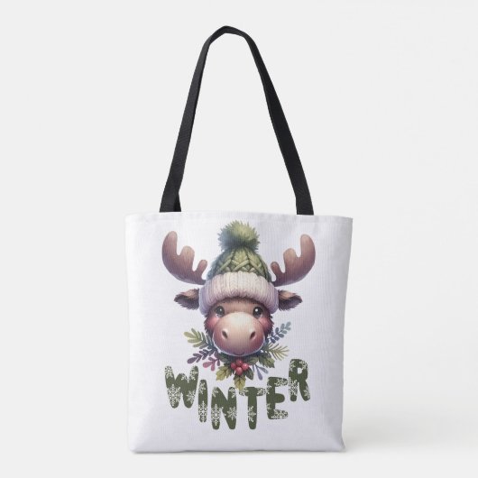 Winter Moose Theme Tote Bag (Achterkant)