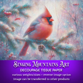 Winter Morgen Kardinaal In Spar Boom Decoupage Tissuepapier