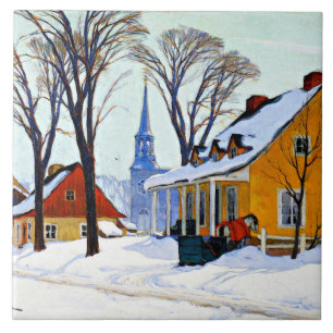 Winter Morning, fijne kunst van Clarence Gagnon Tegeltje
