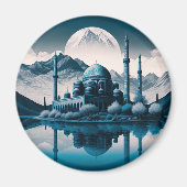 Winter Mosque Masjid Lake Theme Fridge Magnet (Voorkant)