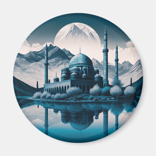 Winter Mosque Masjid Lake Theme Fridge Magnet (Voorkant)