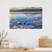 Winter Mountain 4k Wallpaper Simple Landscape Phot Poster (Keuken)