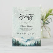 Winter Mountain 70e verjaardag uitnodiging (Staand voorkant)