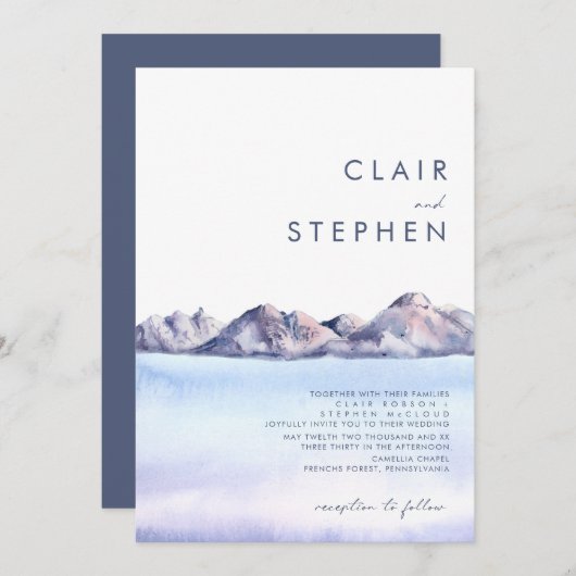 Winter Mountain Alles in een bruiloft uitnodiging (Voorkant / Achterkant)