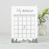 Winter Mountain Baby shower Bingo spel Kaarten (Staand voorkant)