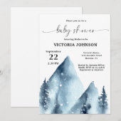 Winter Mountain Baby shower Kaart (Voorkant / Achterkant)