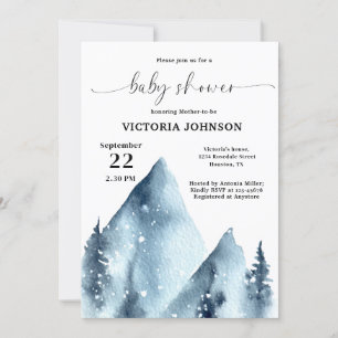 Winter Mountain Baby shower Kaart