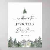 Winter Mountain Baby shower Welkom Digitaal bord Poster (Voorkant)
