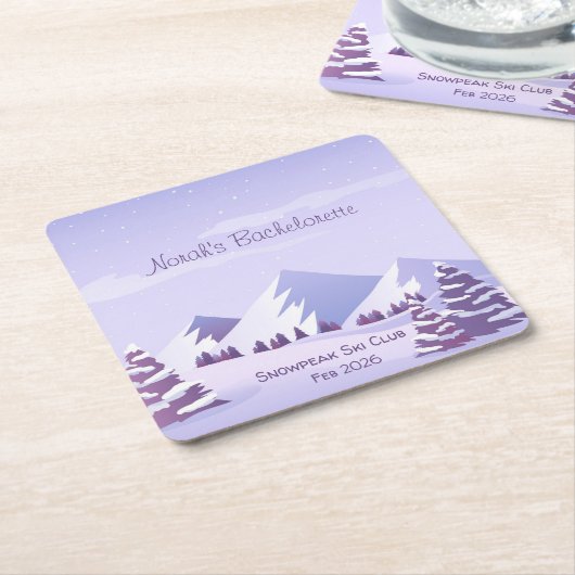 Winter Mountain Bachelorette Weekend Custom  Kartonnen Onderzetters (Schuin)