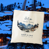 Winter Mountain bruiloft welkomsttassen Tote Bag