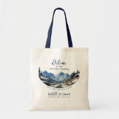 Winter Mountain bruiloft welkomsttassen Tote Bag (Voorkant)