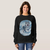 Winter Mountain Dog Chest Print Trui (Voorkant volledig)