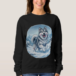 Winter Mountain Dog Chest Print Trui