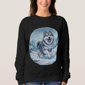 Winter Mountain Dog Chest Print Trui