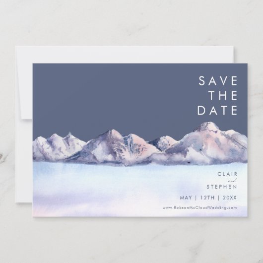 Winter Mountain Evening Save the Date (Voorkant)