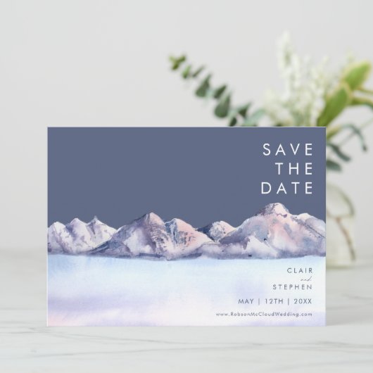 Winter Mountain Evening Save the Date (Staand voorkant)