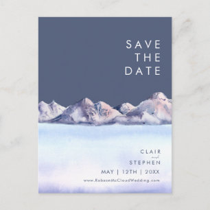Winter Mountain Evening Save the Date Briefkaart