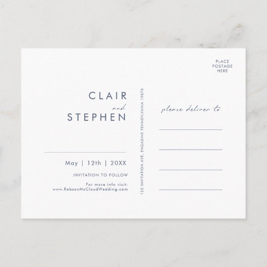 Winter Mountain Evening Save the Date Briefkaart (Achterkant)