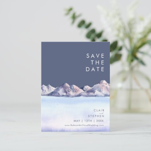 Winter Mountain Evening Save the Date Briefkaart (Staand voorkant)