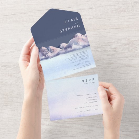 Winter Mountain Evening Seal en verzenden All In One Uitnodiging (Afscheurbaar)