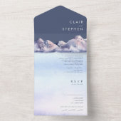 Winter Mountain Evening Seal en verzenden All In One Uitnodiging (Binnen)