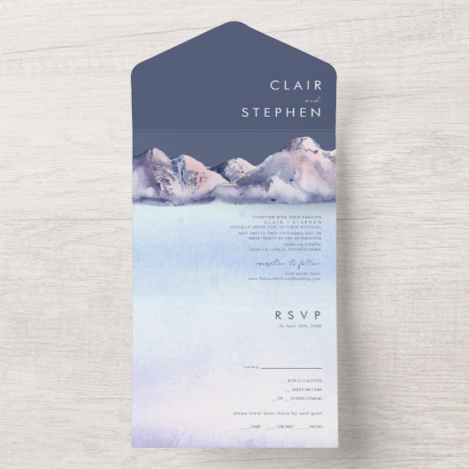 Winter Mountain Evening Seal en verzenden All In One Uitnodiging (Binnen)