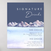 Winter Mountain Evening Signature Drinks Sign Poster (Voorkant)