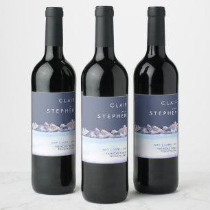 Winter Mountain Evening Weddenschap Wine Label Wijn Etiket