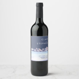 Winter Mountain Evening Weddenschap Wine Label Wijn Etiket
