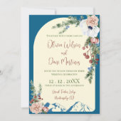 Winter Mountain Flowers Wedding Invitation Kaart (Voorkant)