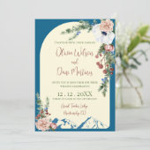 Winter Mountain Flowers Wedding Invitation Kaart (Staand voorkant)