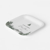 Winter Mountain Forest Baby shower Papieren Bordje (Gebogen)