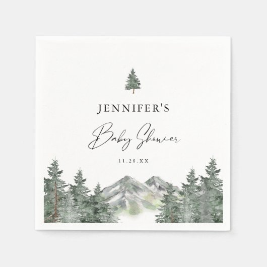Winter Mountain Forest Baby shower Servet (Voorkant)