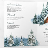 Winter Mountain Forest Cabin Lodge QR Code Trouwen Drieluik Uitnodiging (Binnenzijde eerst)
