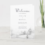 Winter Mountain Forest Folded Wedding Programma (Voorkant)