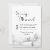 Winter Mountain Forest Front and Back Wedding Kaart (Voorkant)