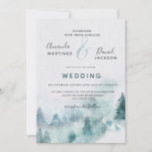 Winter Mountain Forest Rustic Wedding Invitation Kaart (Voorkant)