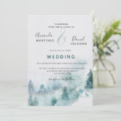 Winter Mountain Forest Rustic Wedding Invitation Kaart (Staand voorkant)