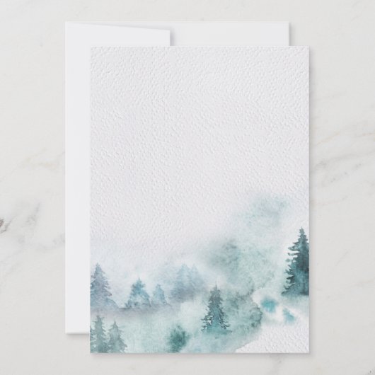 Winter Mountain Forest Rustic Wedding Invitation Kaart (Achterkant)