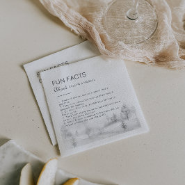 Winter Mountain Forest Trivia Fun Facts Wedding Servet