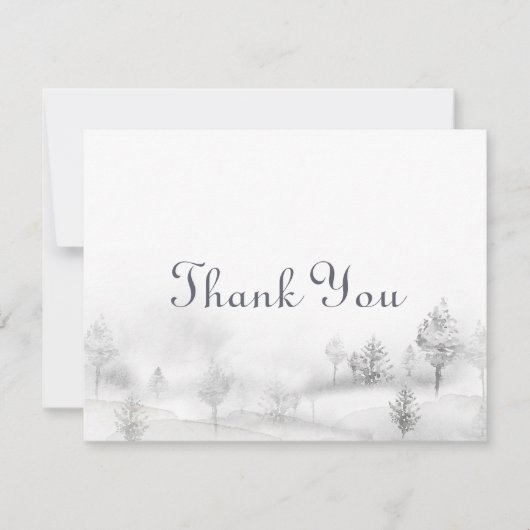 Winter Mountain Forest Wedding Bedankkaart (Voorkant)
