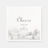 Winter Mountain Forest Wedding Cheers Servet (Voorkant)