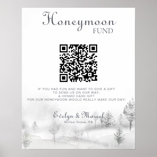 Winter Mountain Forest Wedding Honeymoon Fonds Poster (Voorkant)