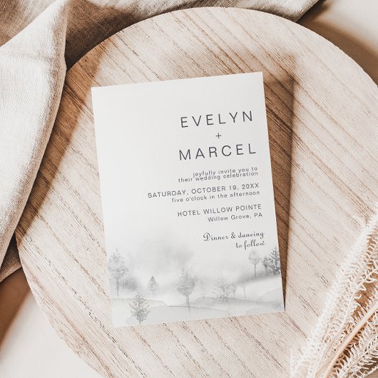 Winter Mountain Forest Wedding Kaart