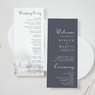 Winter Mountain Forest Wedding Programme Programmakaart