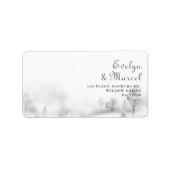 Winter Mountain Forest Wedding Return Etiket (Voorkant)
