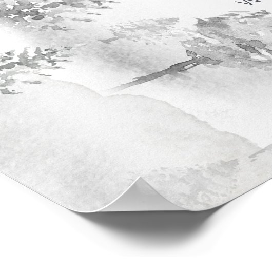 Winter Mountain Forest Wedding Unplugged Ceremony Poster (Hoek)