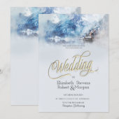 Winter Mountain Lake bruiloft Kaart (Voorkant / Achterkant)