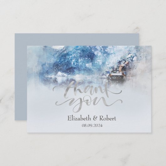 Winter Mountain Lake Flat Dank u kaart (Voorkant / Achterkant)